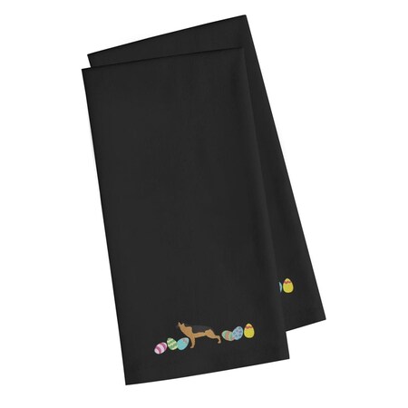 Carolines Treasures German Shepherd Easter Black Embroidered Kitchen Towel CK1644BKTWE